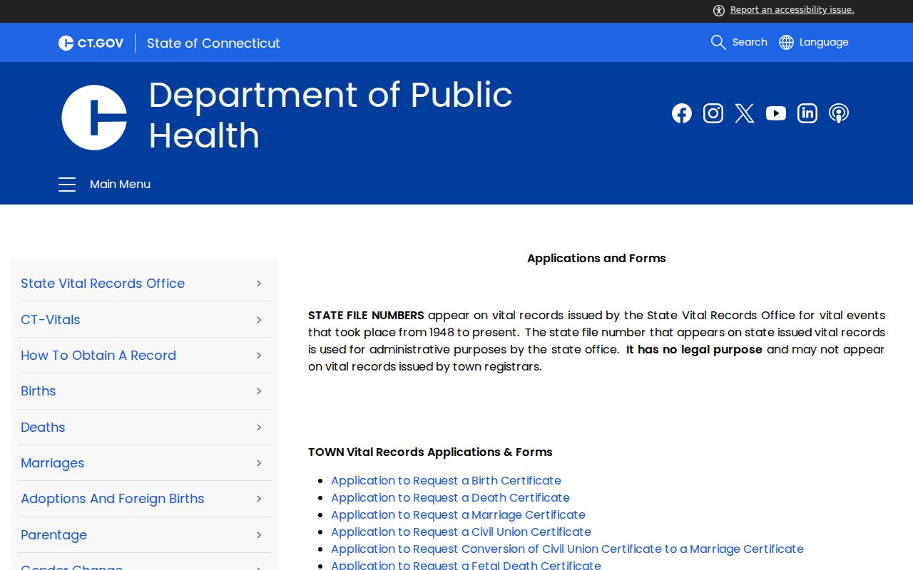 North Haven residents directory Connecticut vital records applications