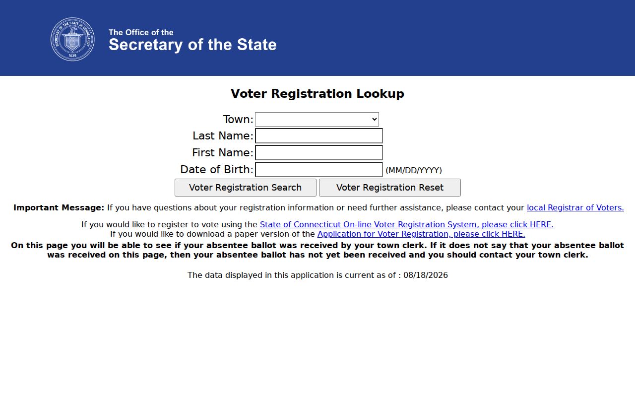 North Haven residents directory Connecticut voter lookup form