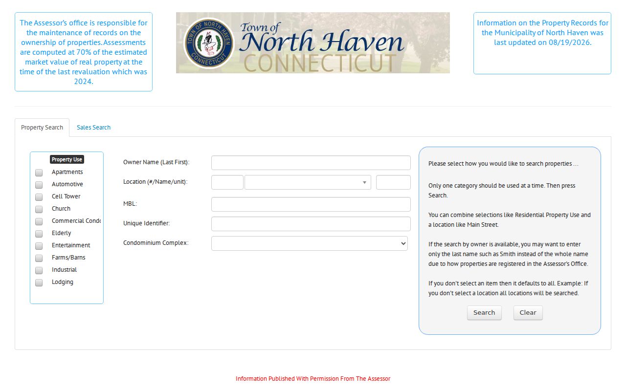 North Haven residents directory assessor Property Search screen