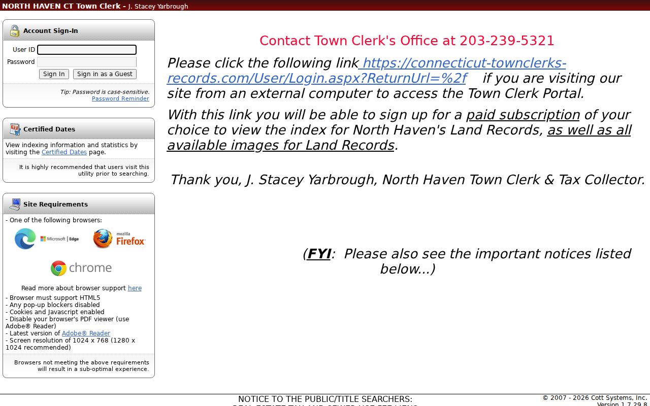 North Haven residents directory Cott deed index gateway
